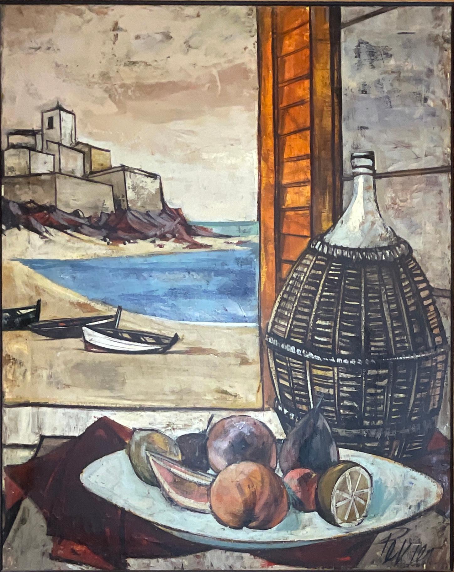 Charles Levier Seascape and Still Life Oil on Canvas Painting — detail 5