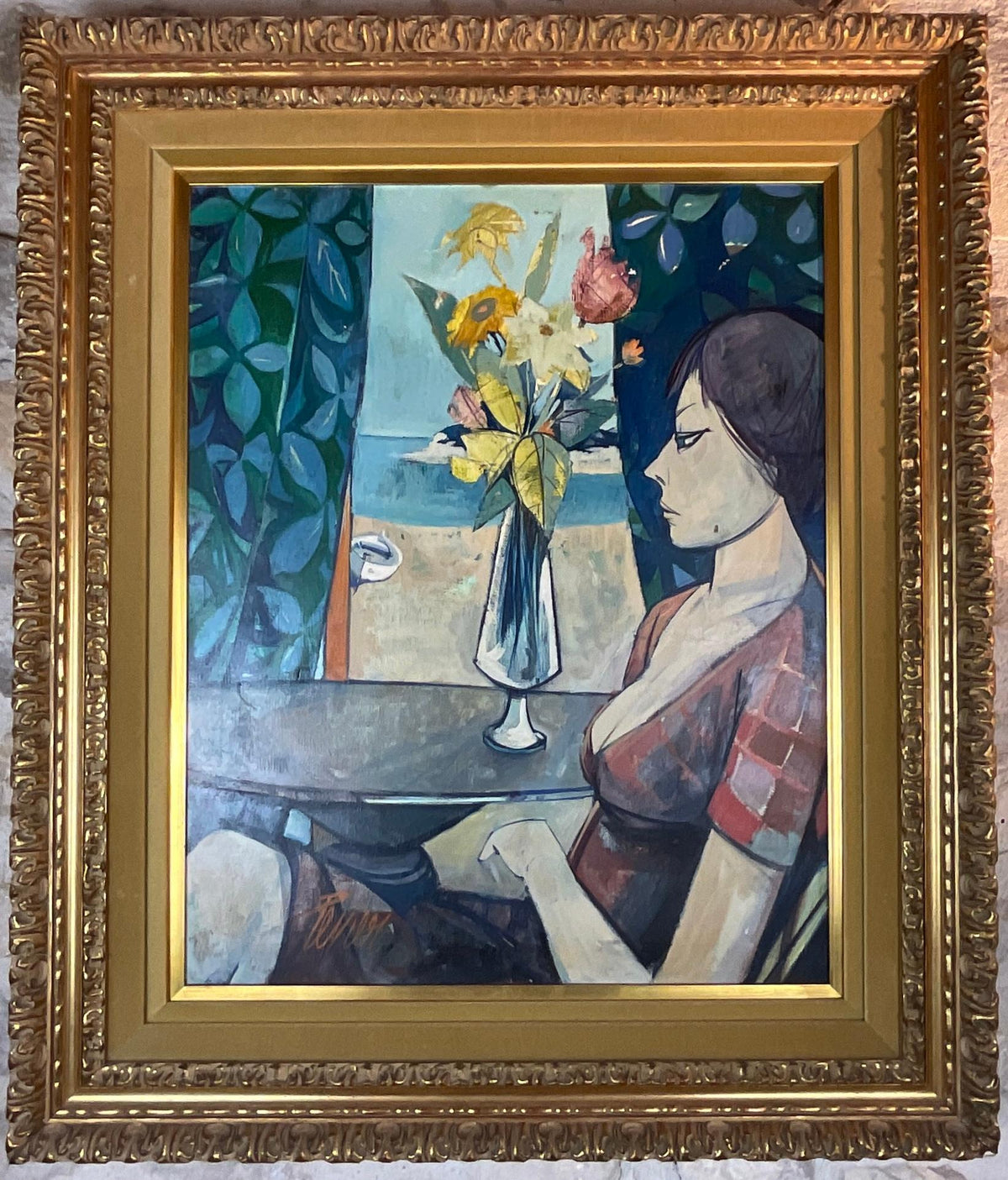 Charles Levier Figurative Oil Painting, Bernard Buffet Style Oil Painting — detail 7