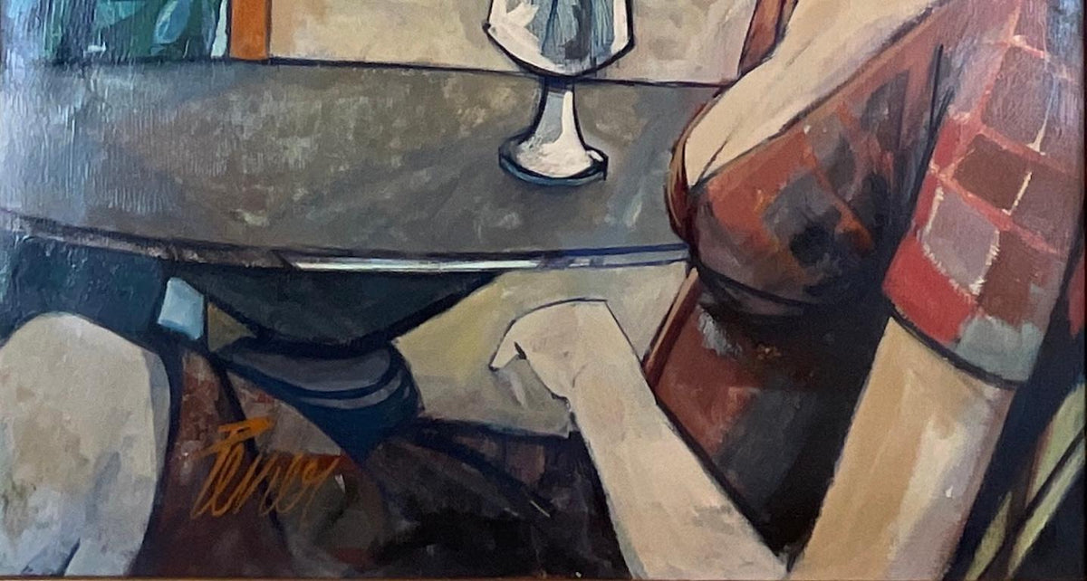 Charles Levier Figurative Oil Painting, Bernard Buffet Style Oil Painting — detail 5