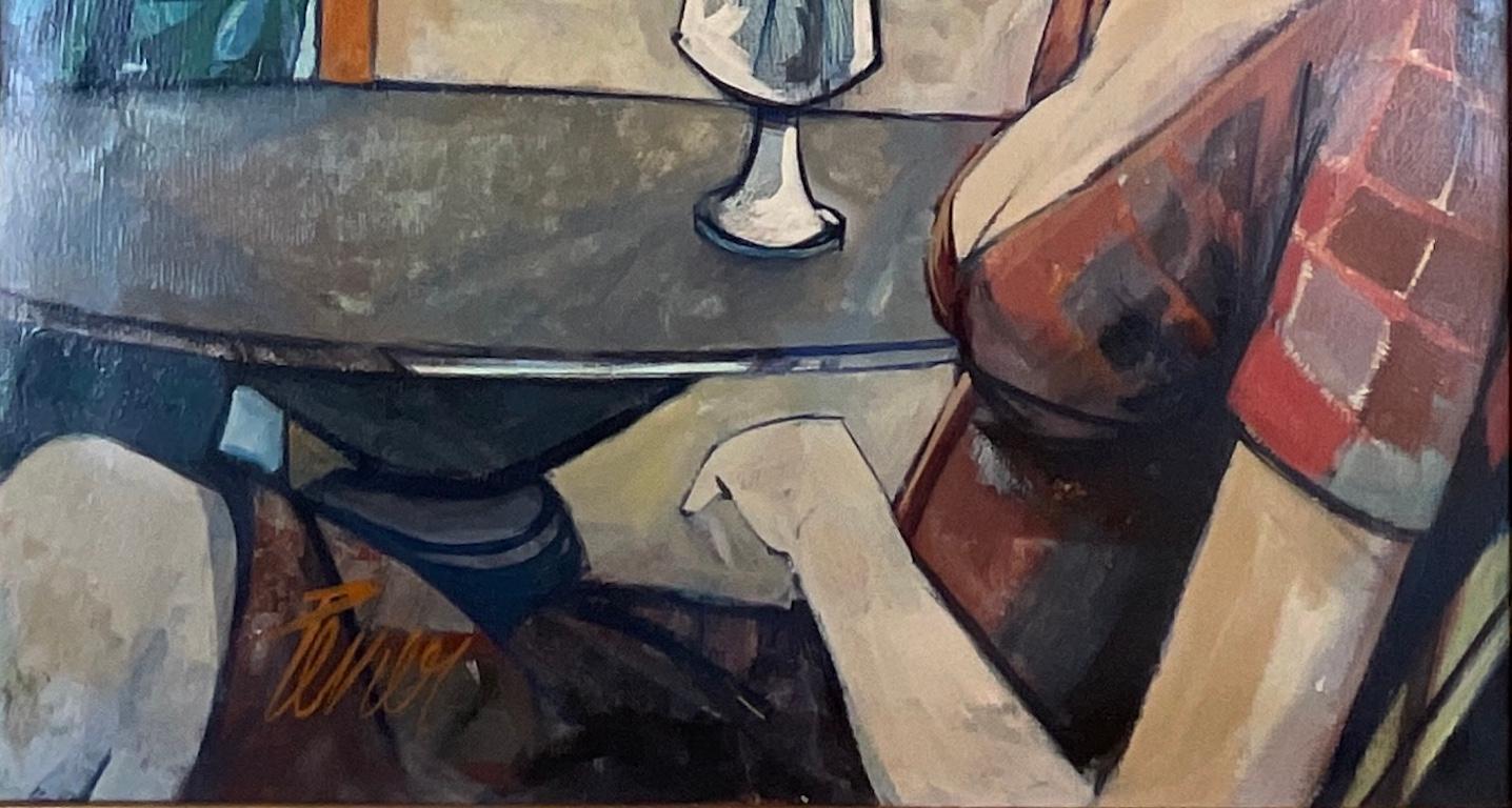 Charles Levier Figurative Oil Painting, Bernard Buffet Style Oil Painting — detail 5