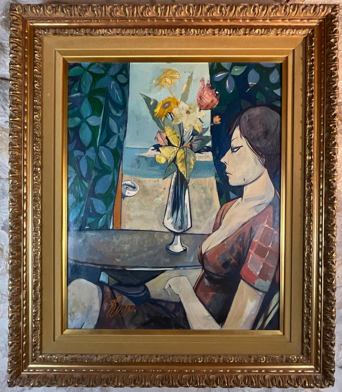 Charles Levier Figurative Oil Painting, Bernard Buffet Style Oil Painting — detail 3