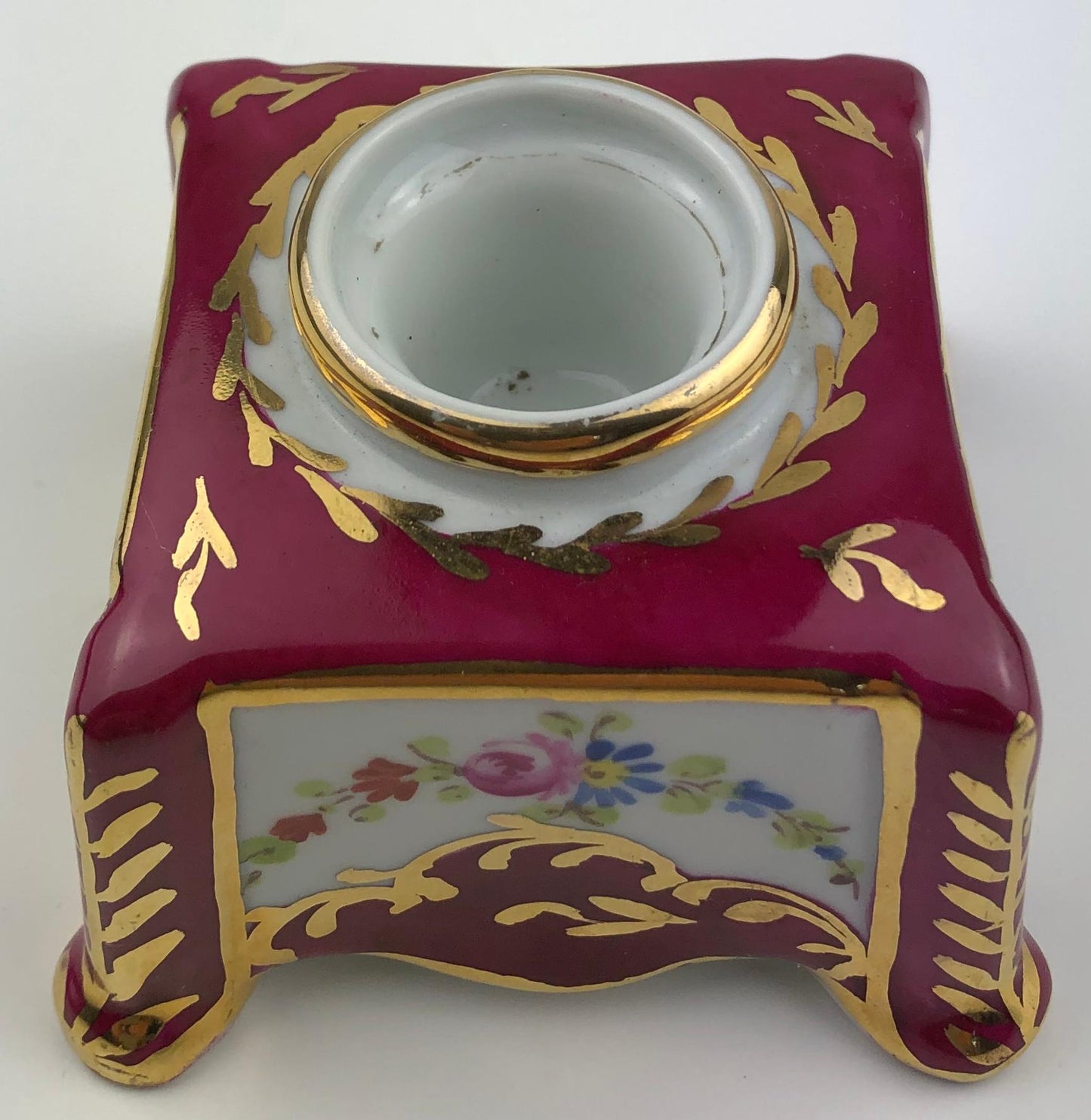 Limoges Porcelain Hand Painted Gold Trimmed Candleholder — detail 2