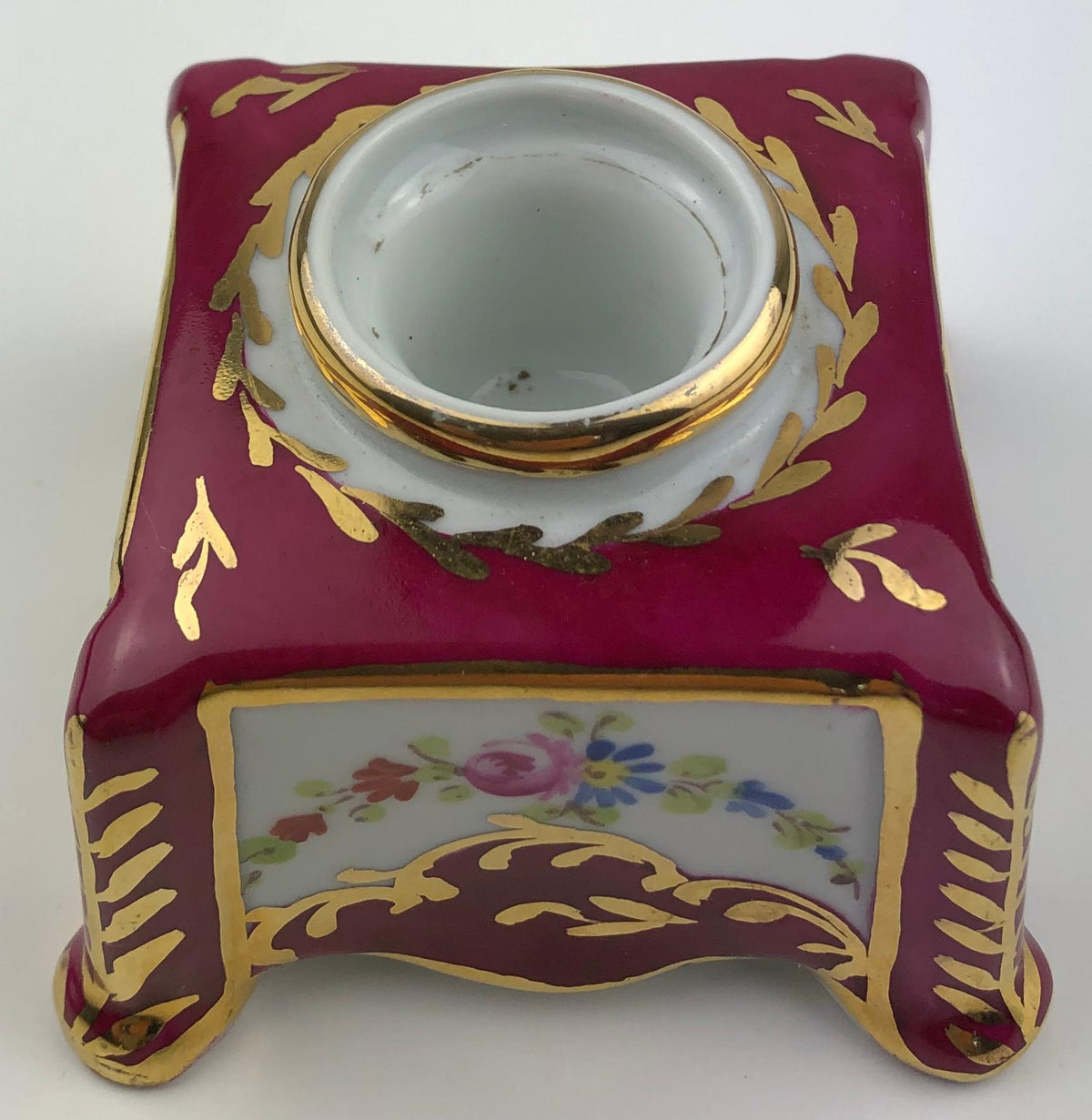Limoges Porcelain Hand Painted Gold Trimmed Candleholder — detail 2