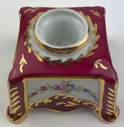 Limoges Porcelain Hand Painted Gold Trimmed Candleholder — detail 2
