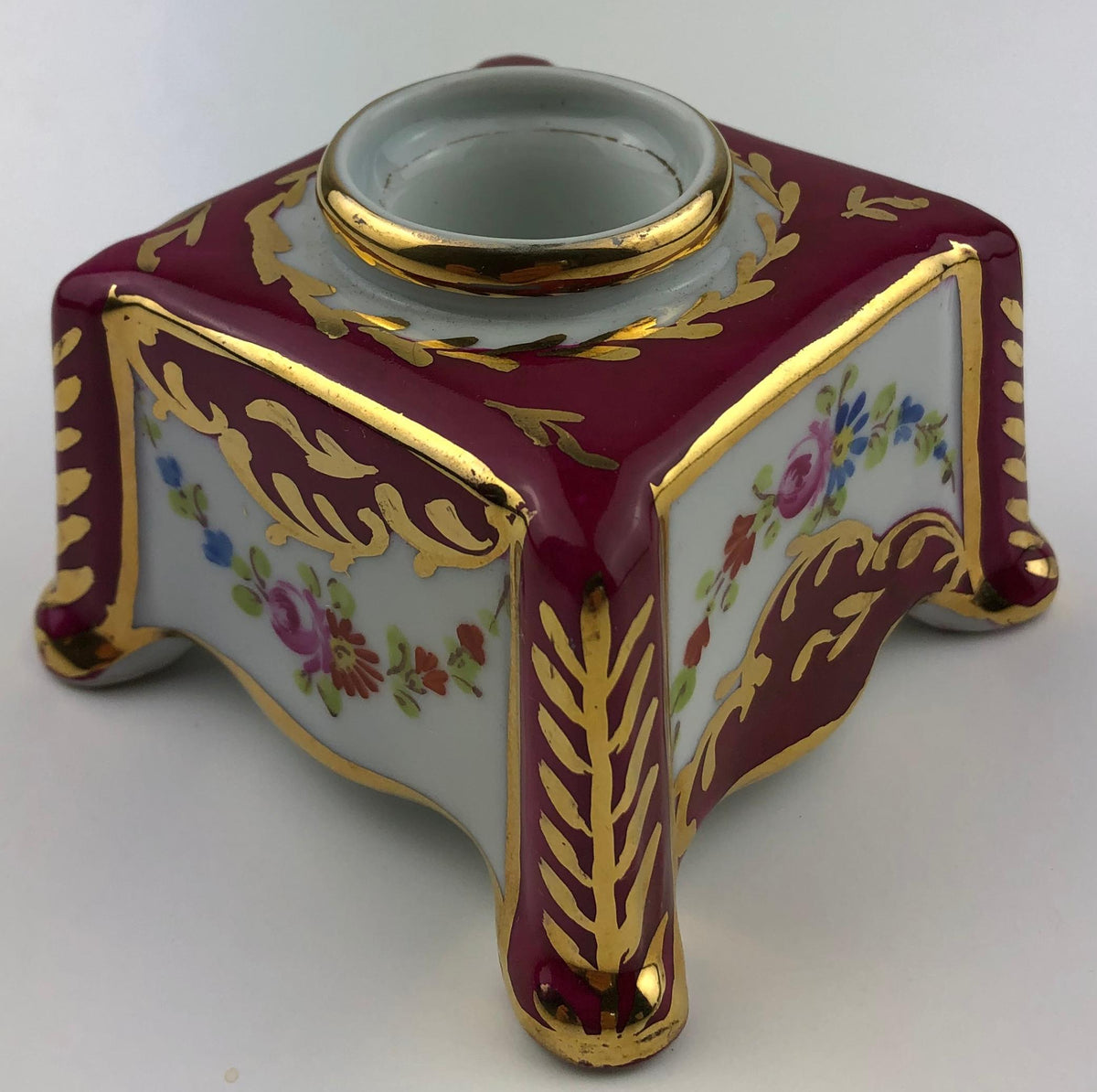 Limoges Porcelain Hand Painted Gold Trimmed Candleholder — detail 4