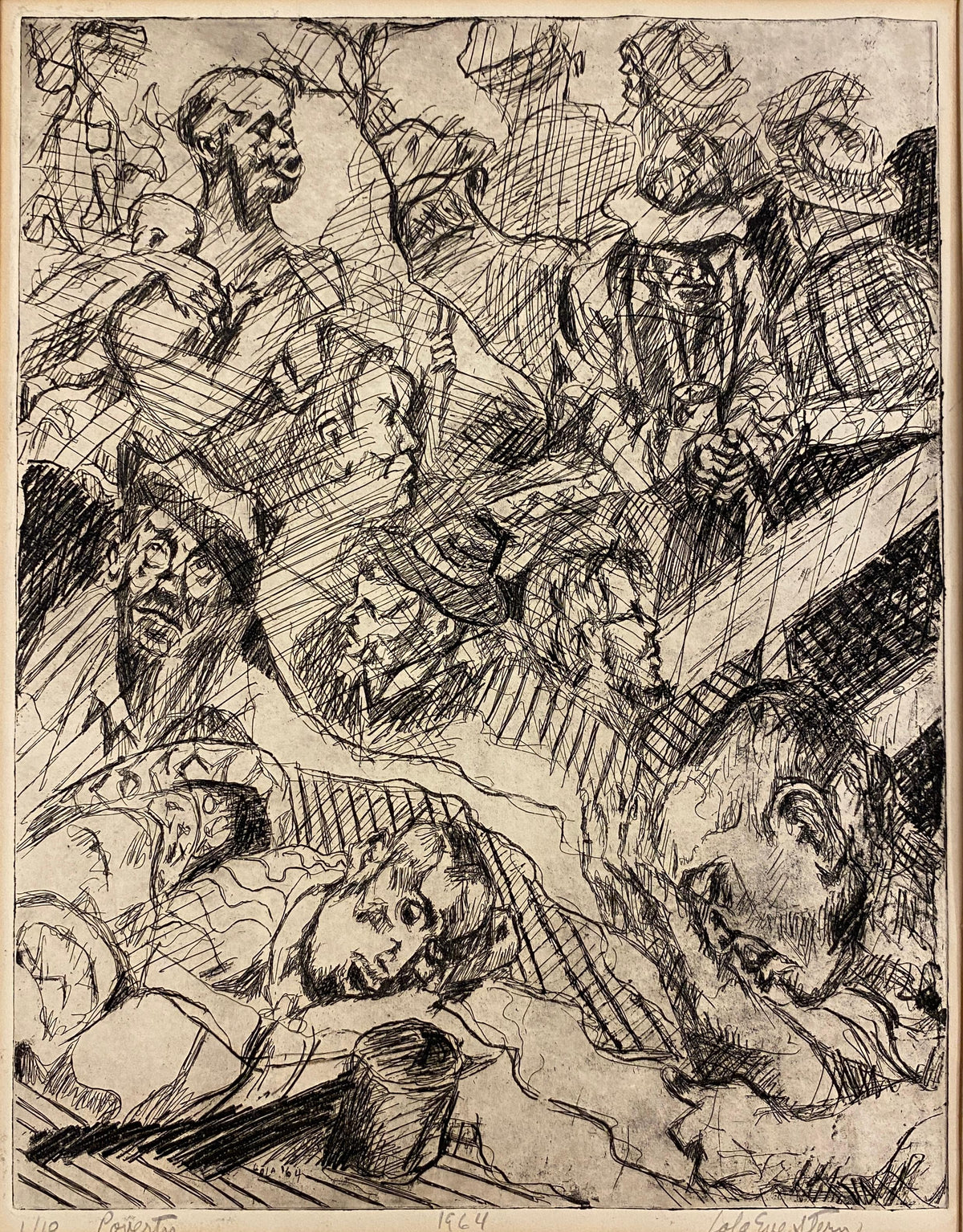 Lola Eve Stern Contemporary Black and White Lithograph Titled "Poverty" — detail 6