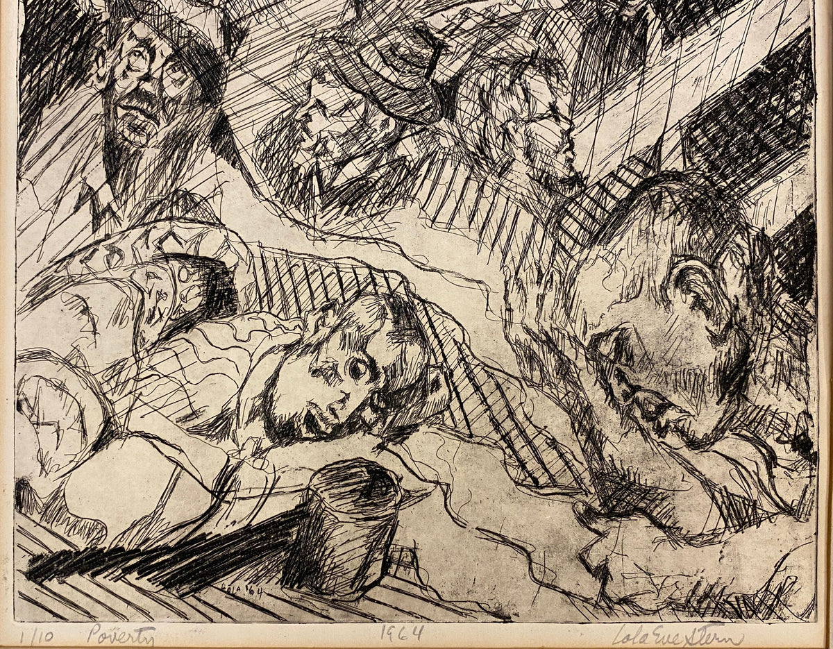 Lola Eve Stern Contemporary Black and White Lithograph Titled "Poverty" — detail 5