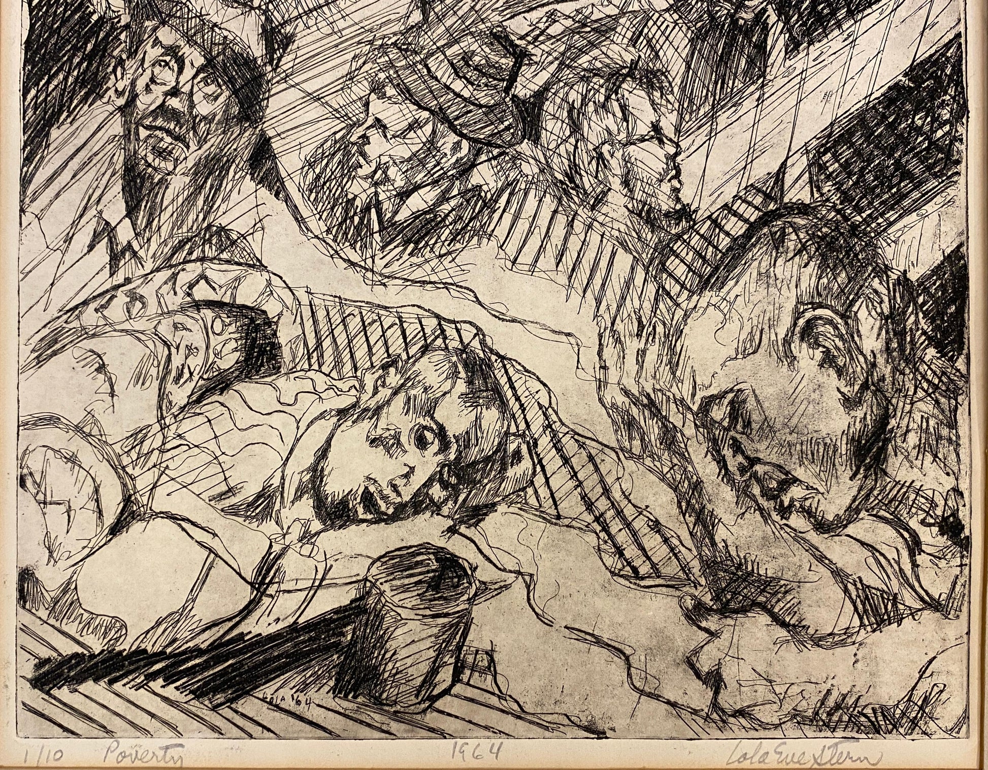 Lola Eve Stern Contemporary Black and White Lithograph Titled "Poverty" — detail 5