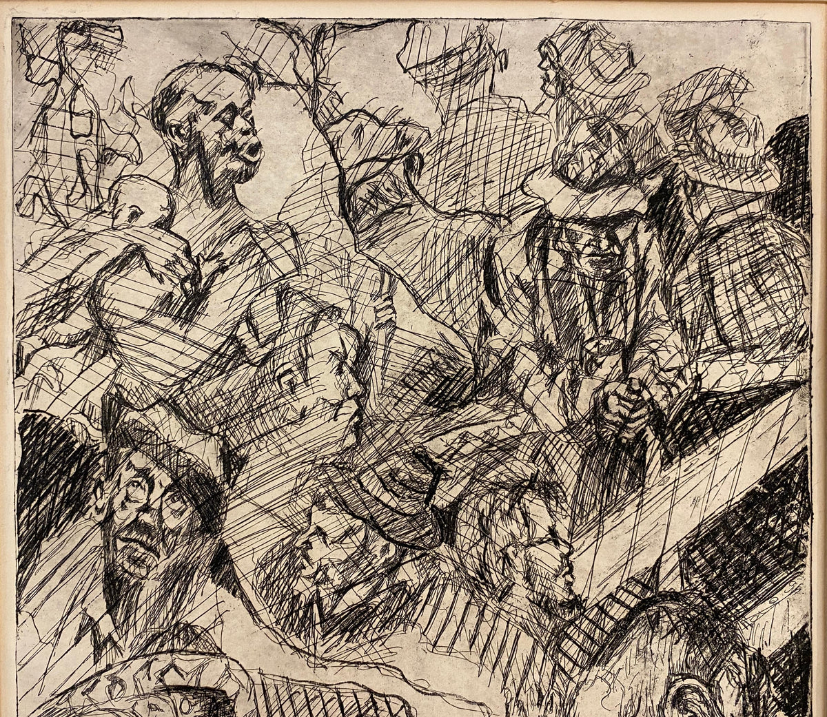 Lola Eve Stern Contemporary Black and White Lithograph Titled "Poverty" — detail 4
