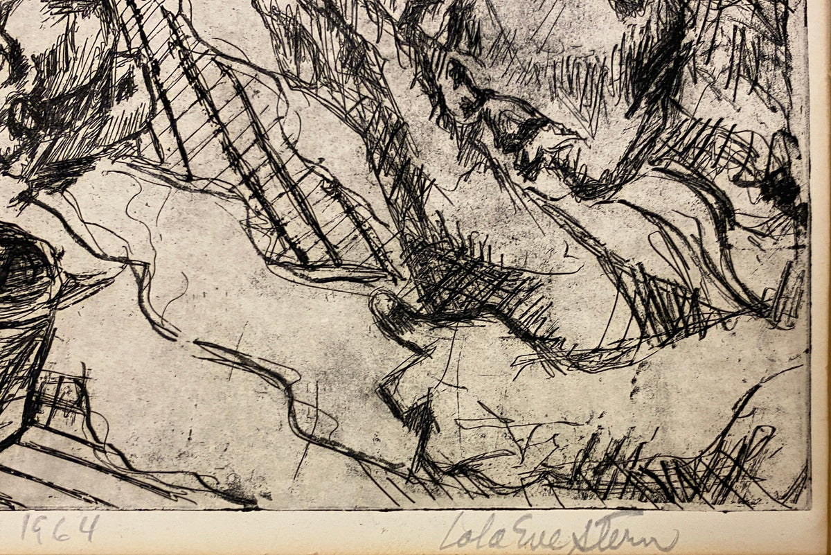 Lola Eve Stern Contemporary Black and White Lithograph Titled "Poverty" — detail 3