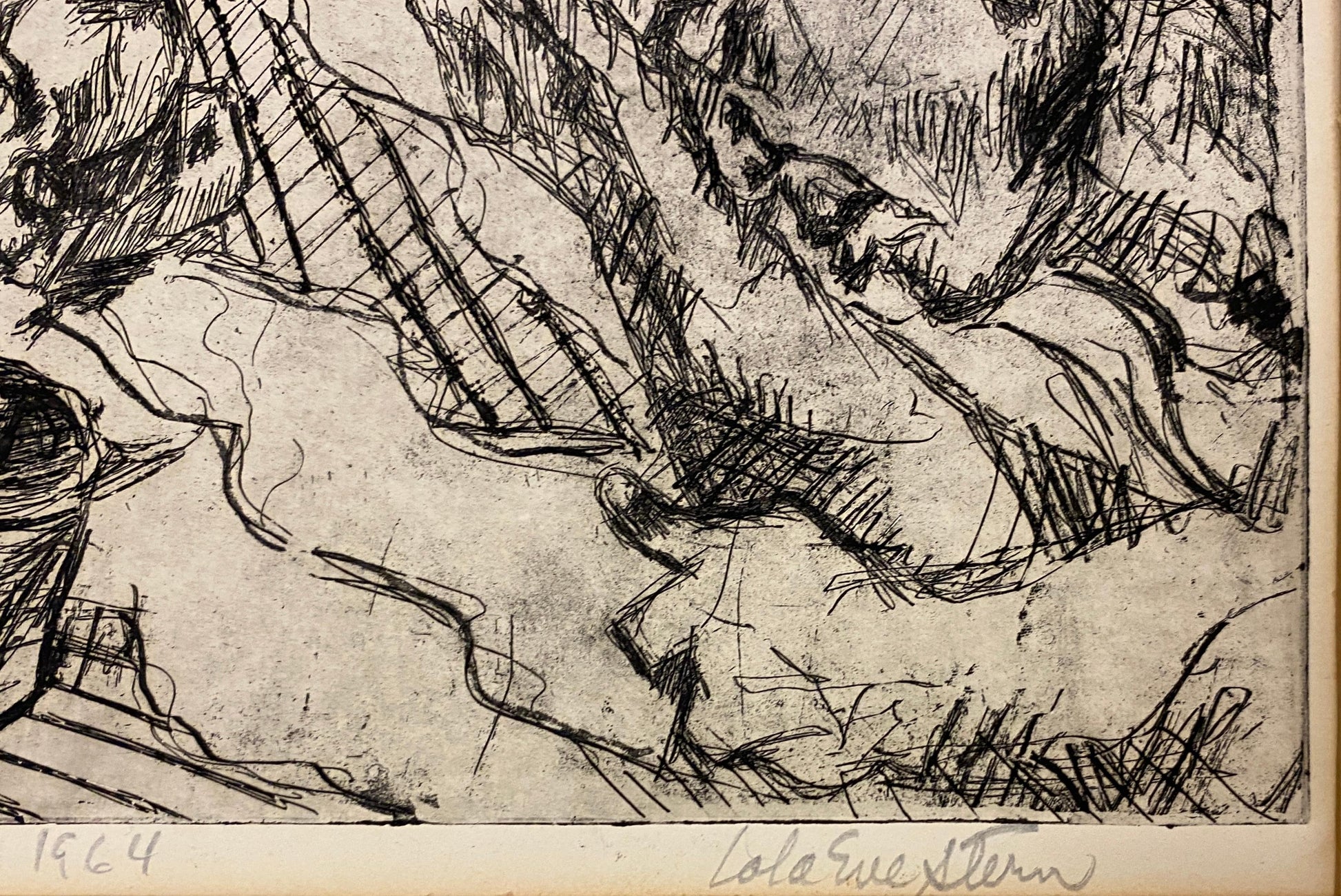 Lola Eve Stern Contemporary Black and White Lithograph Titled "Poverty" — detail 3