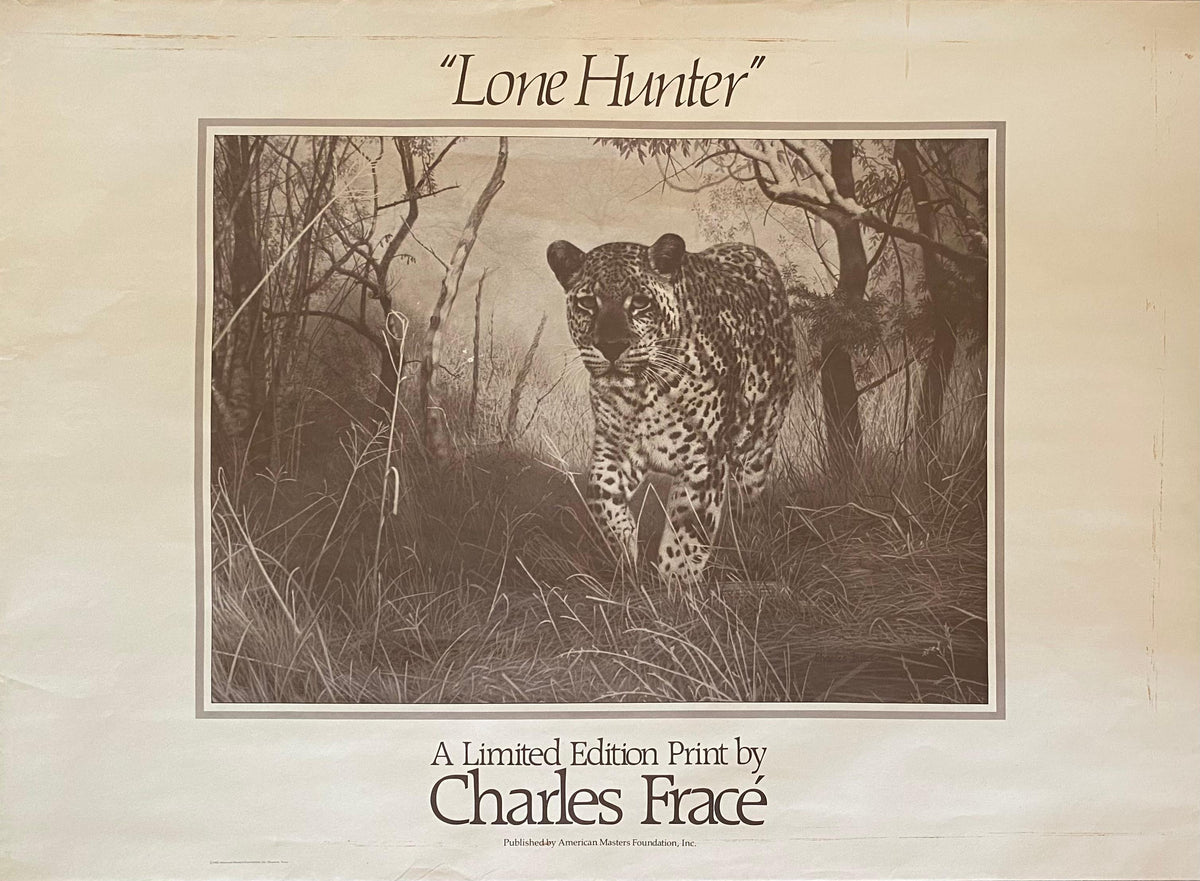Large Charles Fracé Lithograph titled "Lone Hunter", African Leopard Certified — detail 6