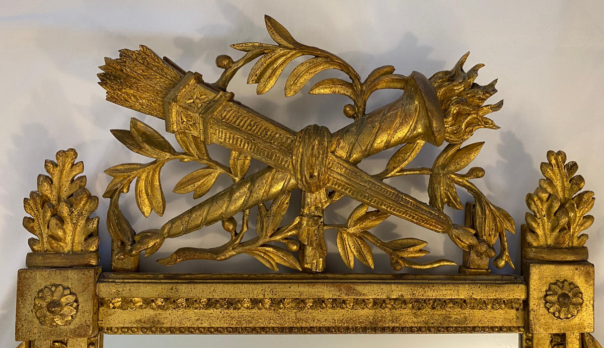 French Louis XVI Style Giltwood Wall Mirror — detail 9