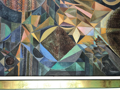 Oil on Canvas Abstract Cubism Painting in the Manner of Jacques Villon — detail 5