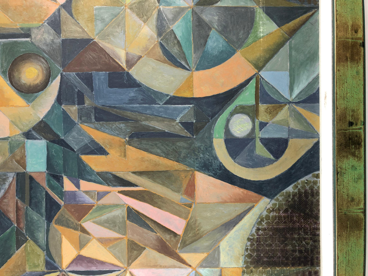 Oil on Canvas Abstract Cubism Painting in the Manner of Jacques Villon — detail 6