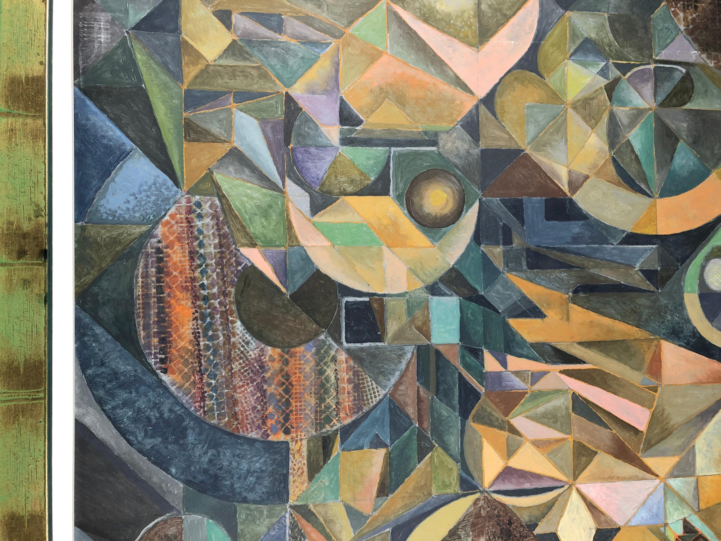 Oil on Canvas Abstract Cubism Painting in the Manner of Jacques Villon — detail 7
