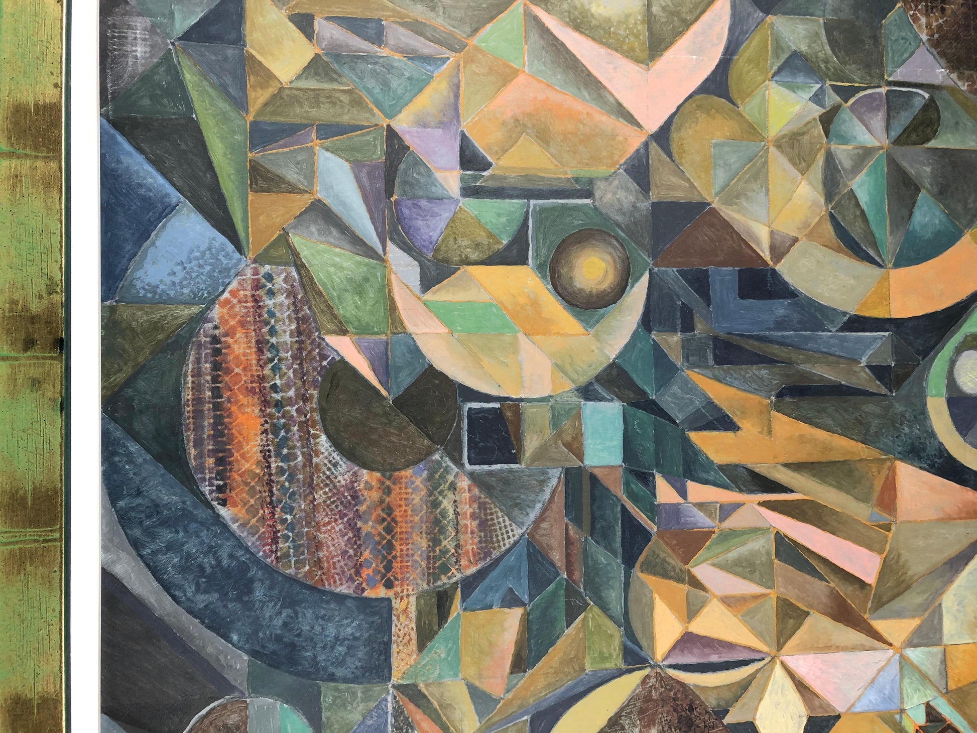 Oil on Canvas Abstract Cubism Painting in the Manner of Jacques Villon — detail 7