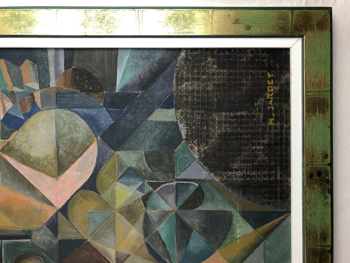 Oil on Canvas Abstract Cubism Painting in the Manner of Jacques Villon — detail 8