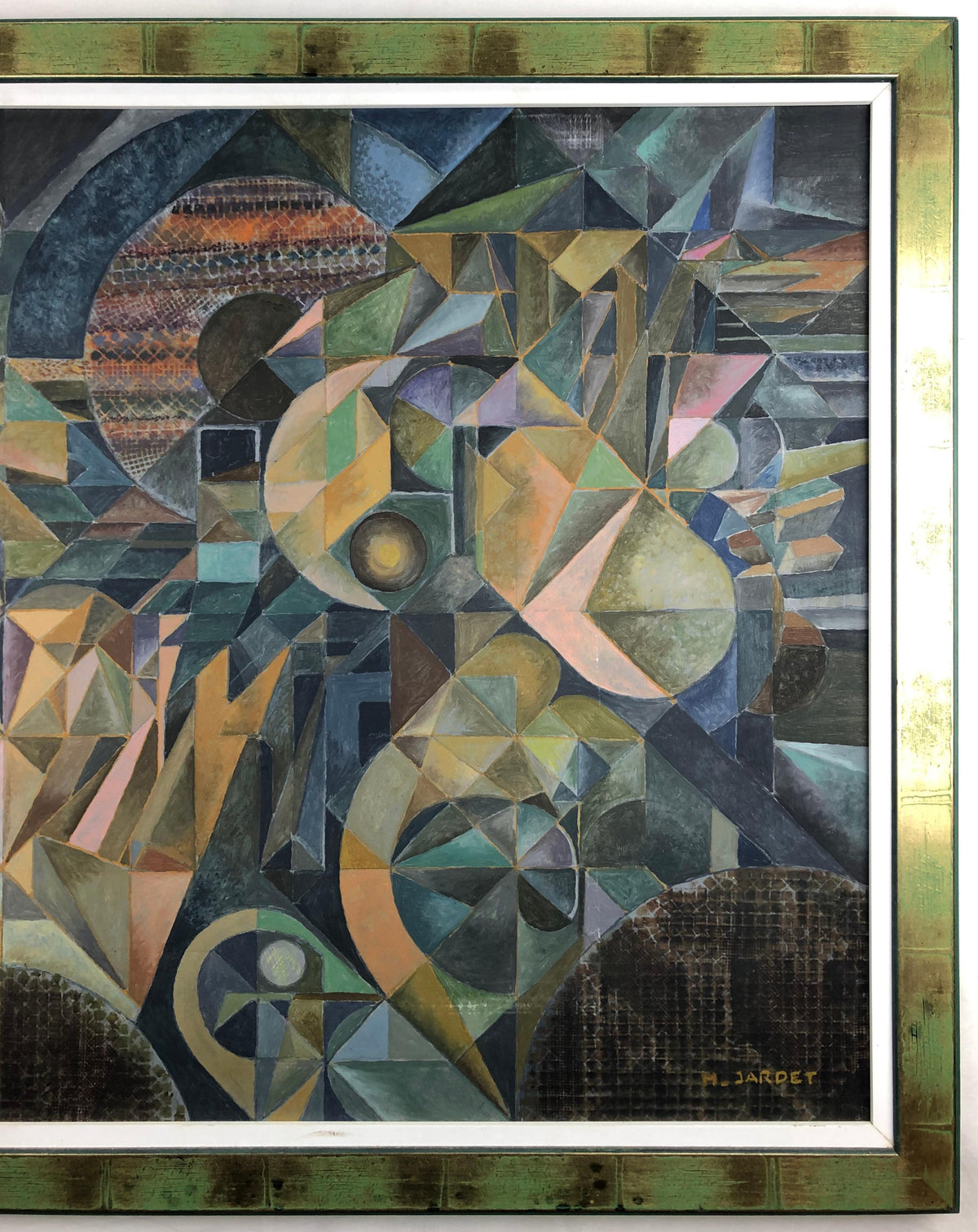 Oil on Canvas Abstract Cubism Painting in the Manner of Jacques Villon — detail 9