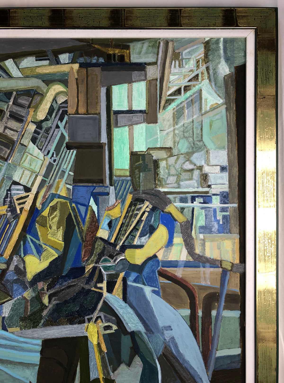 Oil on Canvas Abstract Cubism Painting in the manner of Jacques Villon — detail 5