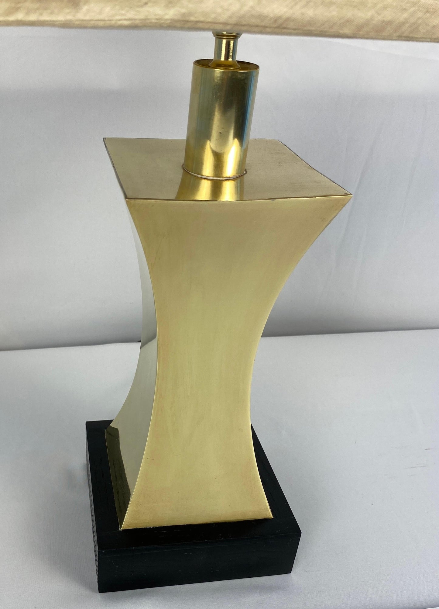 Pair of 20th Century Brass Table Lamps Maria Pergay Style with Custom Shades — detail 5