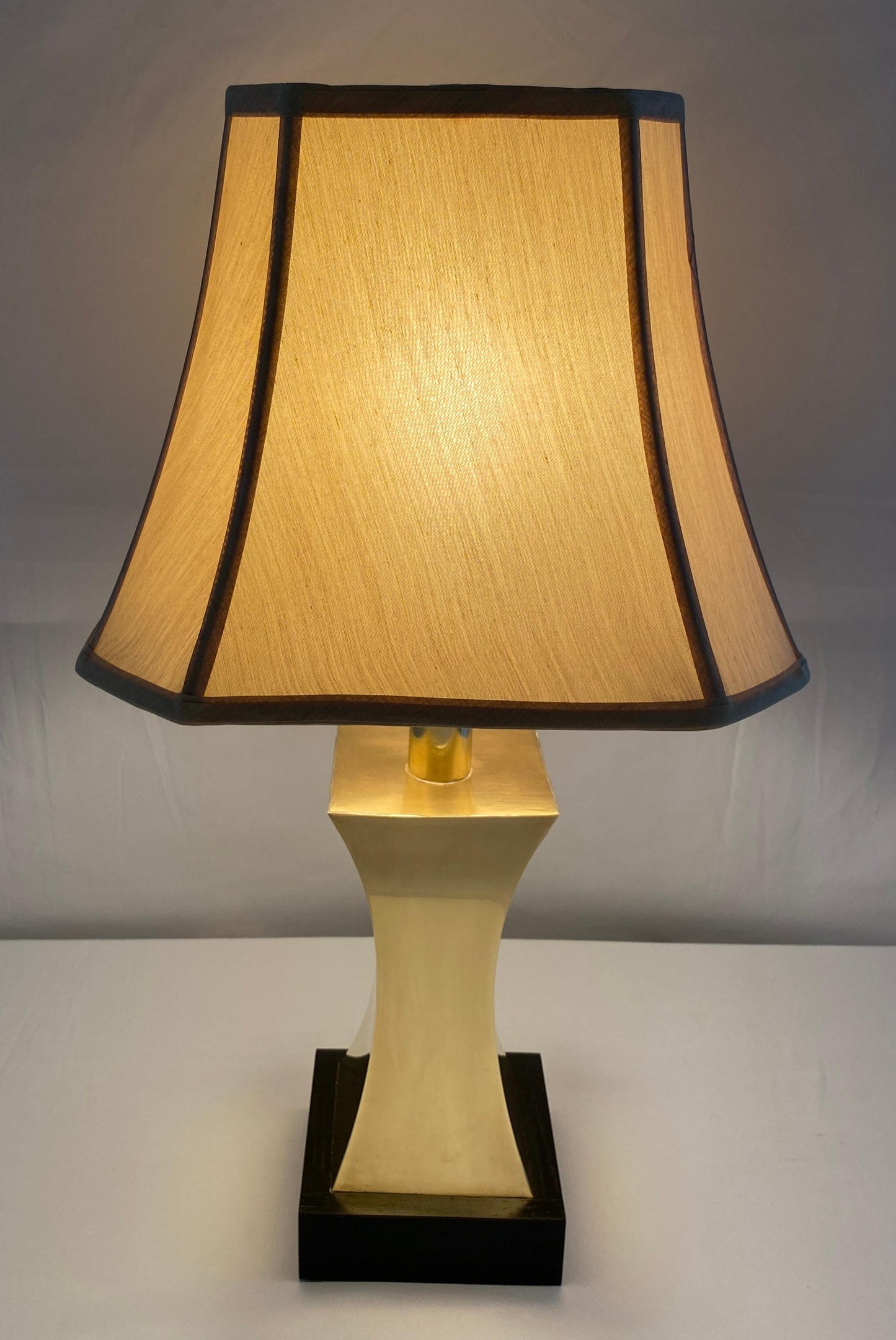 Pair of 20th Century Brass Table Lamps Maria Pergay Style with Custom Shades — detail 2