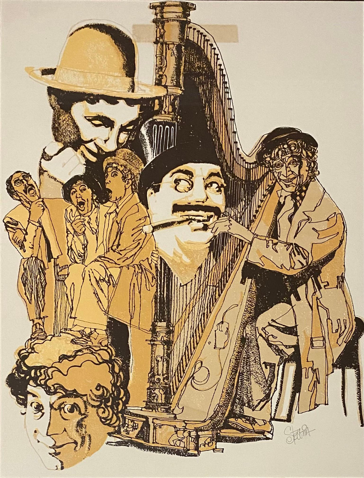 Groucho Marx and the Marx Brothers Framed Print Signed — detail 3