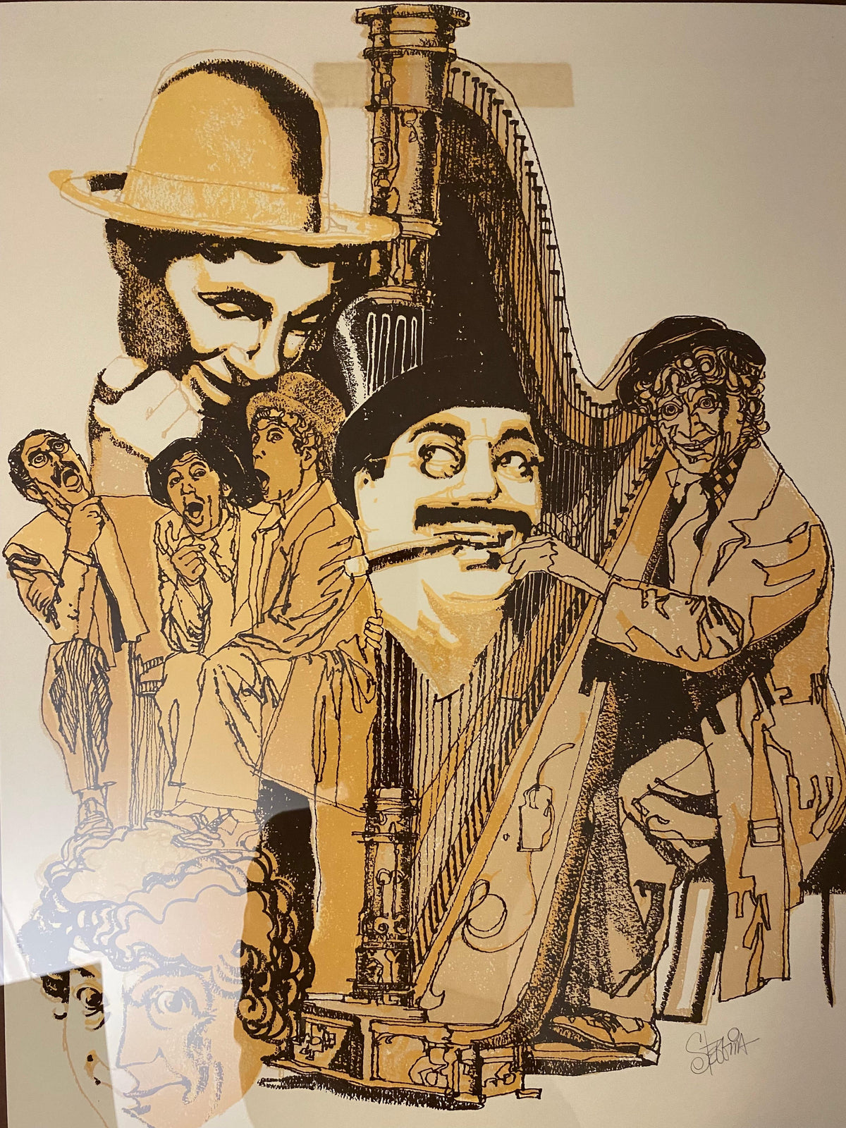 Groucho Marx and the Marx Brothers Framed Print Signed — detail 2