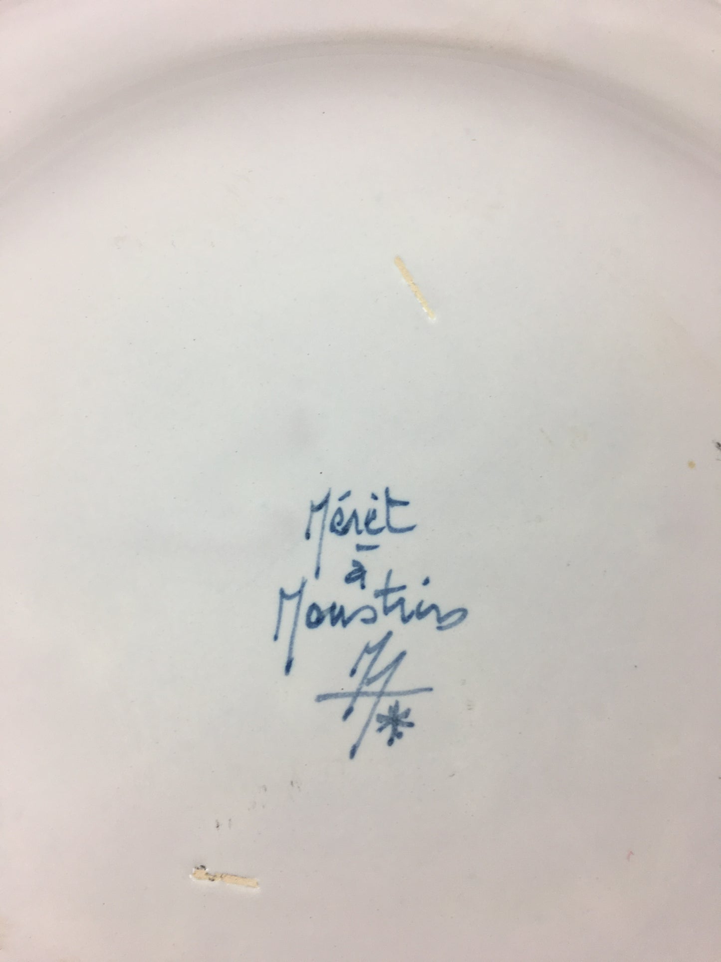 French Hand Painted Porcelain Plate Ceremonial Masonic Plate from Moustiers — detail 3