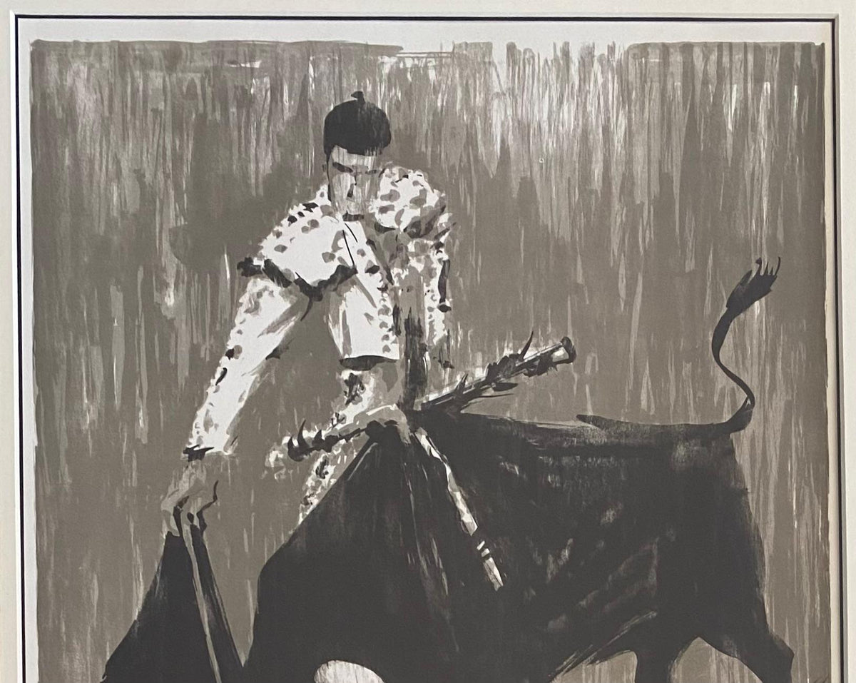 Black and White Lithograph by Jorge Fernando Castillo Titled "Ayudado por Abajo" — detail 2