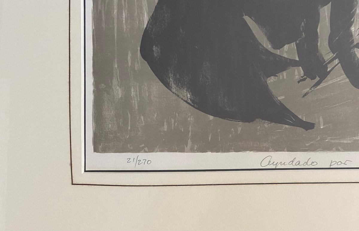 Black and White Lithograph by Jorge Fernando Castillo Titled "Ayudado por Abajo" — detail 4