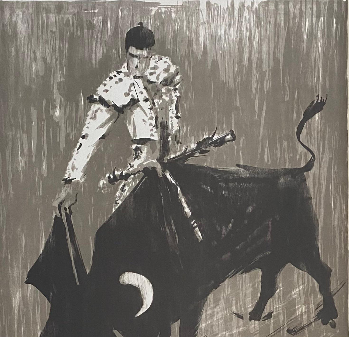 Black and White Lithograph by Jorge Fernando Castillo Titled "Ayudado por Abajo" — detail 6