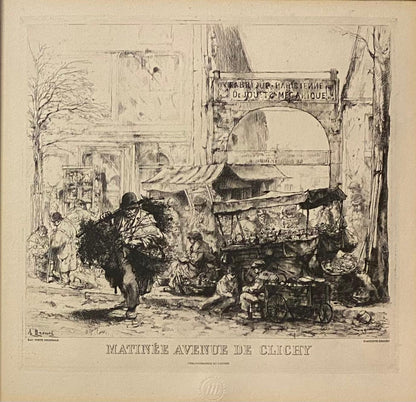 French Engraving Issued By The Louvre Museum "Matinee Avenue de Clichy" Framed — detail 4