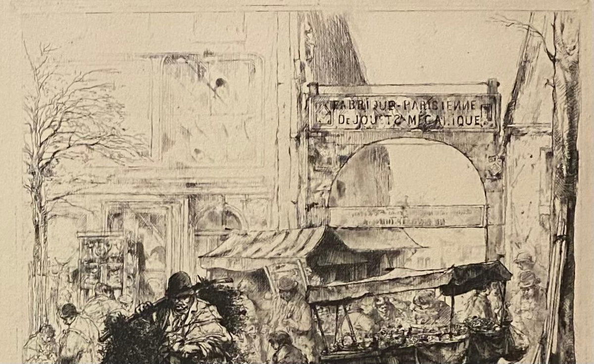 French Engraving Issued By The Louvre Museum "Matinee Avenue de Clichy" Framed — detail 2