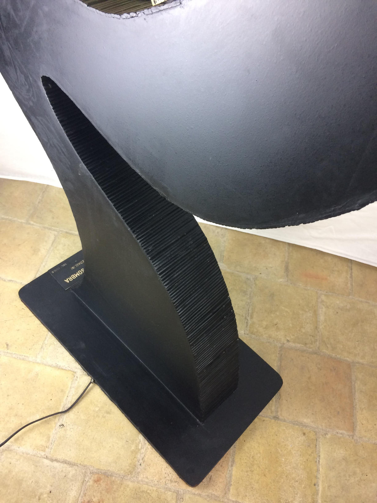 Wooden Sculptural Floor Lamp Ebonized Bamboo and Resin Shade — detail 12
