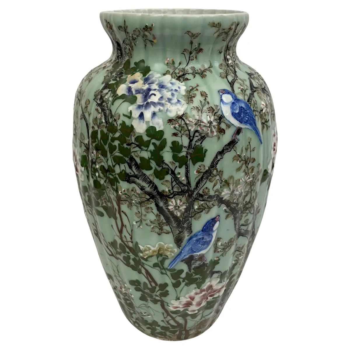 Meiji Period High Relief Porcelain Celadon Vase, circa 1900 — detail 6