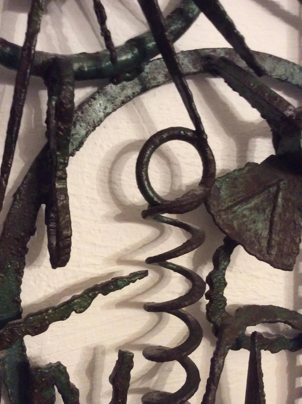 Seascape Themed Iron Sculpture Signed A. Melia, Architectural Wall Art — detail 6