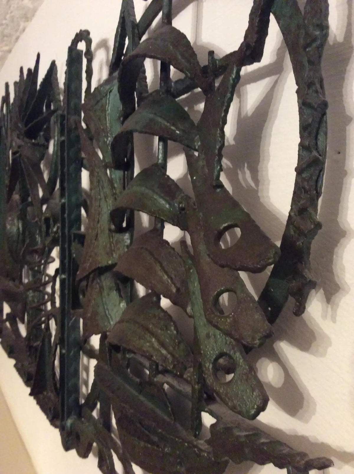 Seascape Themed Iron Sculpture Signed A. Melia, Architectural Wall Art — detail 4