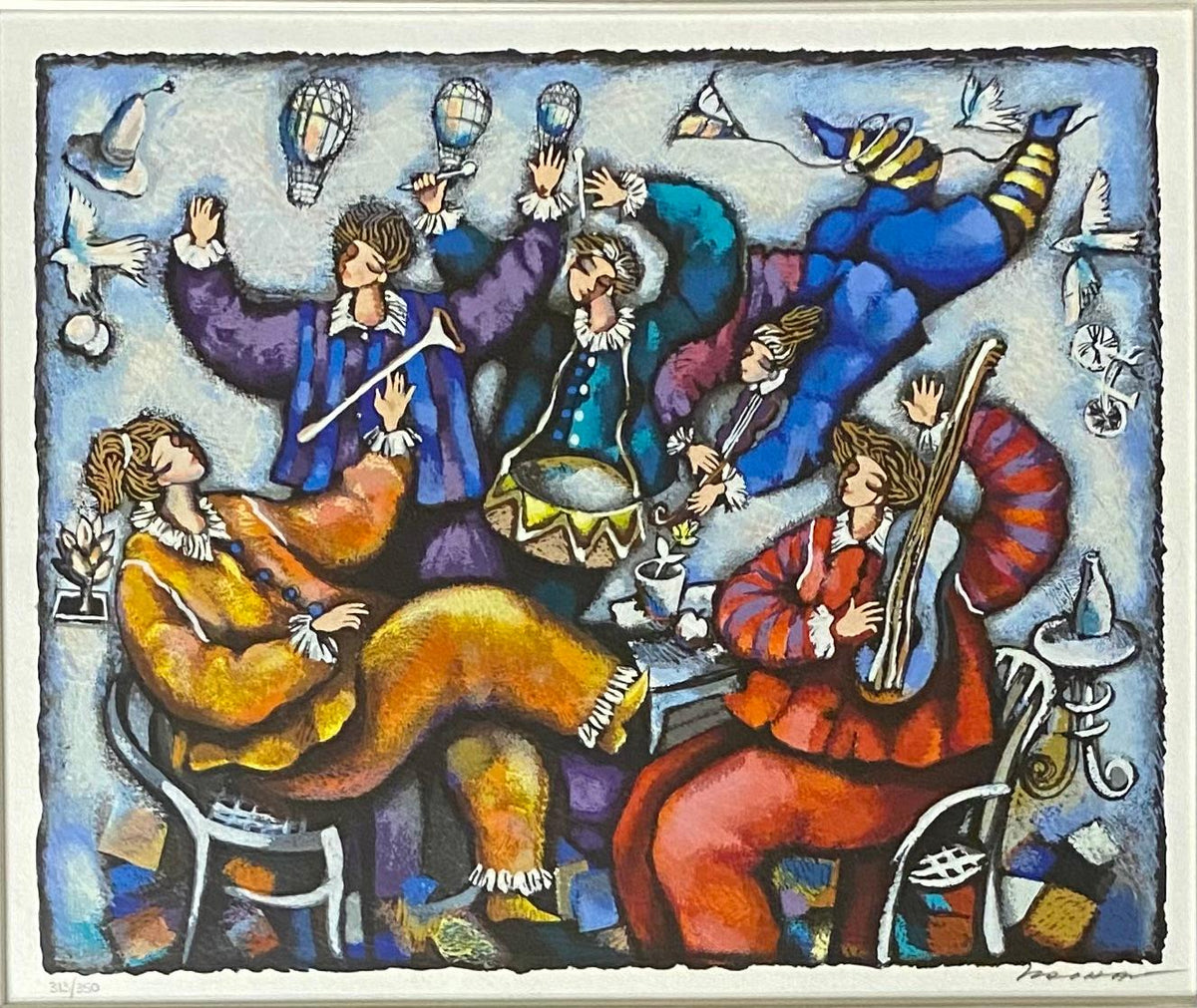 Michael Kachan Color Lithograph depicts Music and Happy Hour — detail 2