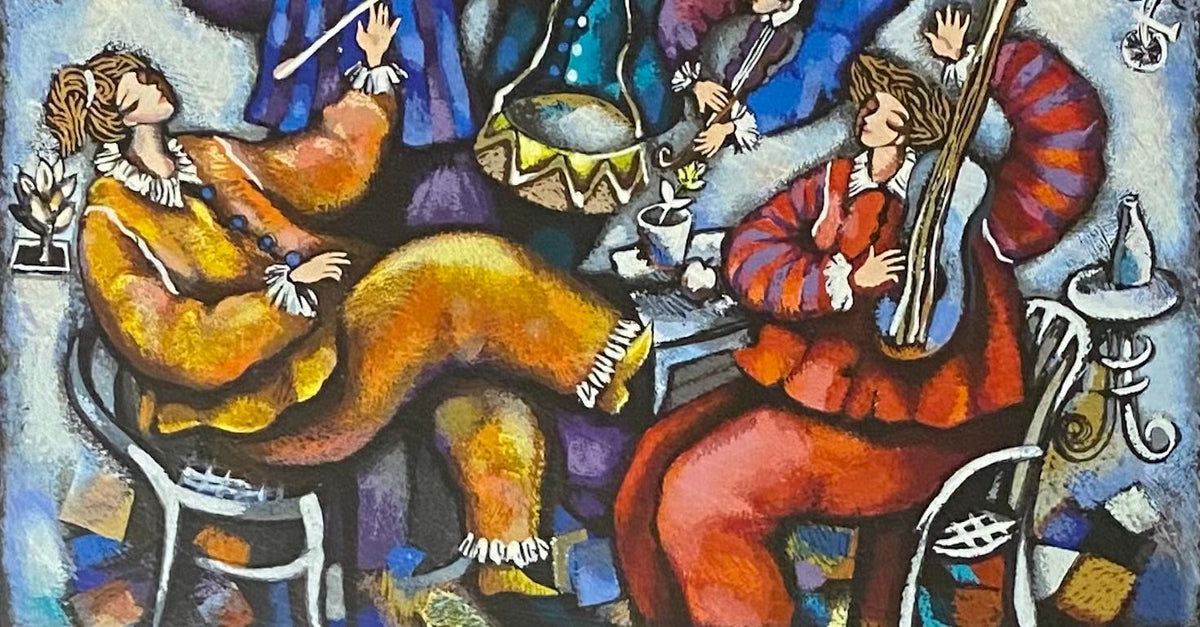 Michael Kachan Color Lithograph depicts Music and Happy Hour — detail 6