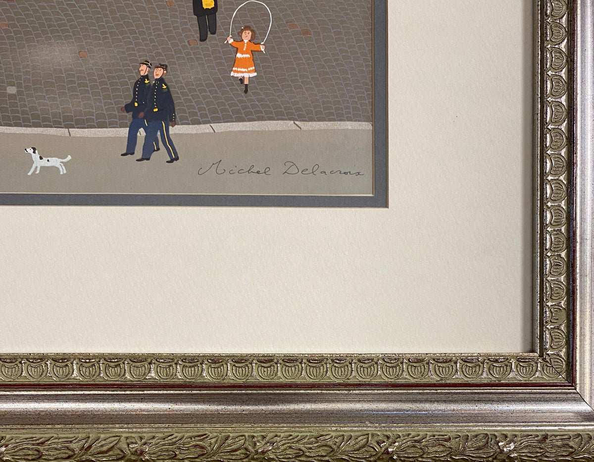 Michel Delacroix Lithograph French Cityscape & Figurative Parisian Life Art — detail 5
