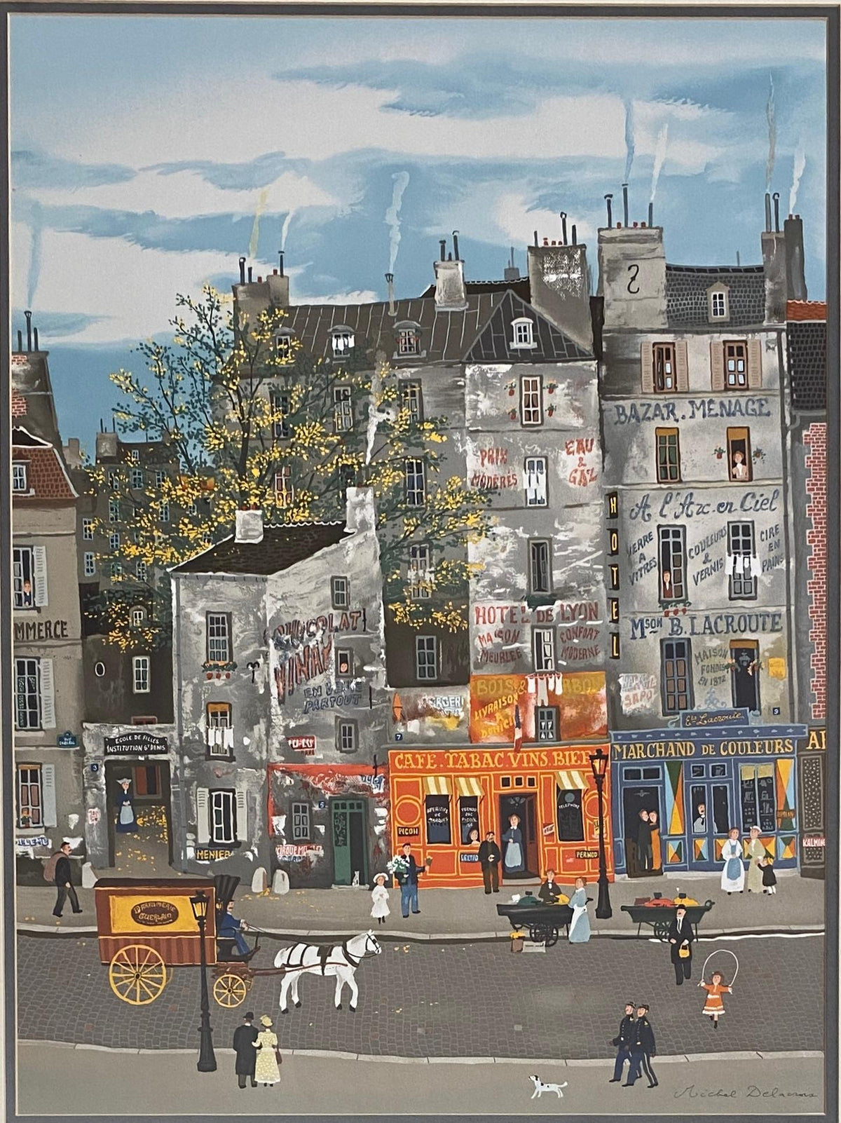 Michel Delacroix Lithograph French Cityscape & Figurative Parisian Life Art — detail 6