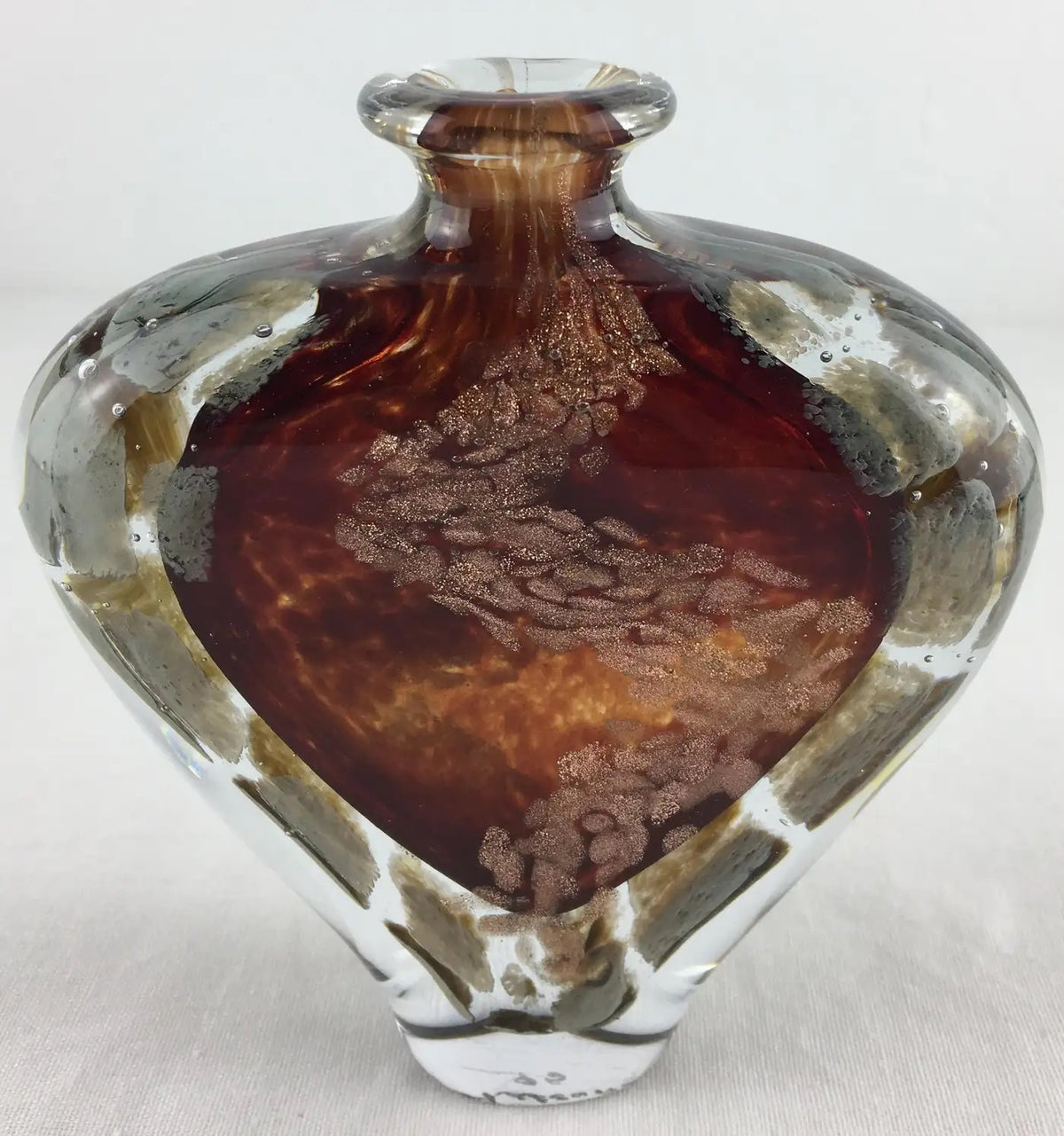 Biot Pottery Jean-Claude Novaro Style Art Glass Stem Vase Signed Michele Luzoro — detail 10