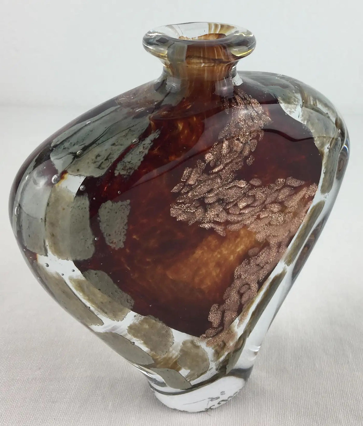 Biot Pottery Jean-Claude Novaro Style Art Glass Stem Vase Signed Michele Luzoro — detail 9