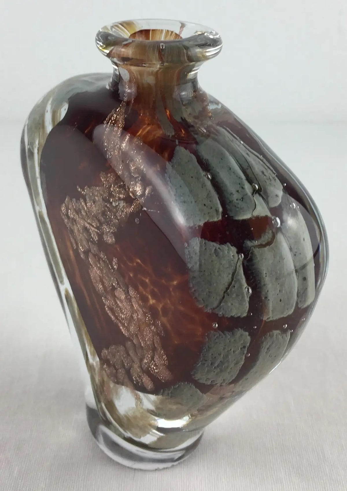 Biot Pottery Jean-Claude Novaro Style Art Glass Stem Vase Signed Michele Luzoro — detail 7