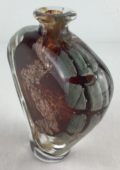 Biot Pottery Jean-Claude Novaro Style Art Glass Stem Vase Signed Michele Luzoro — detail 7