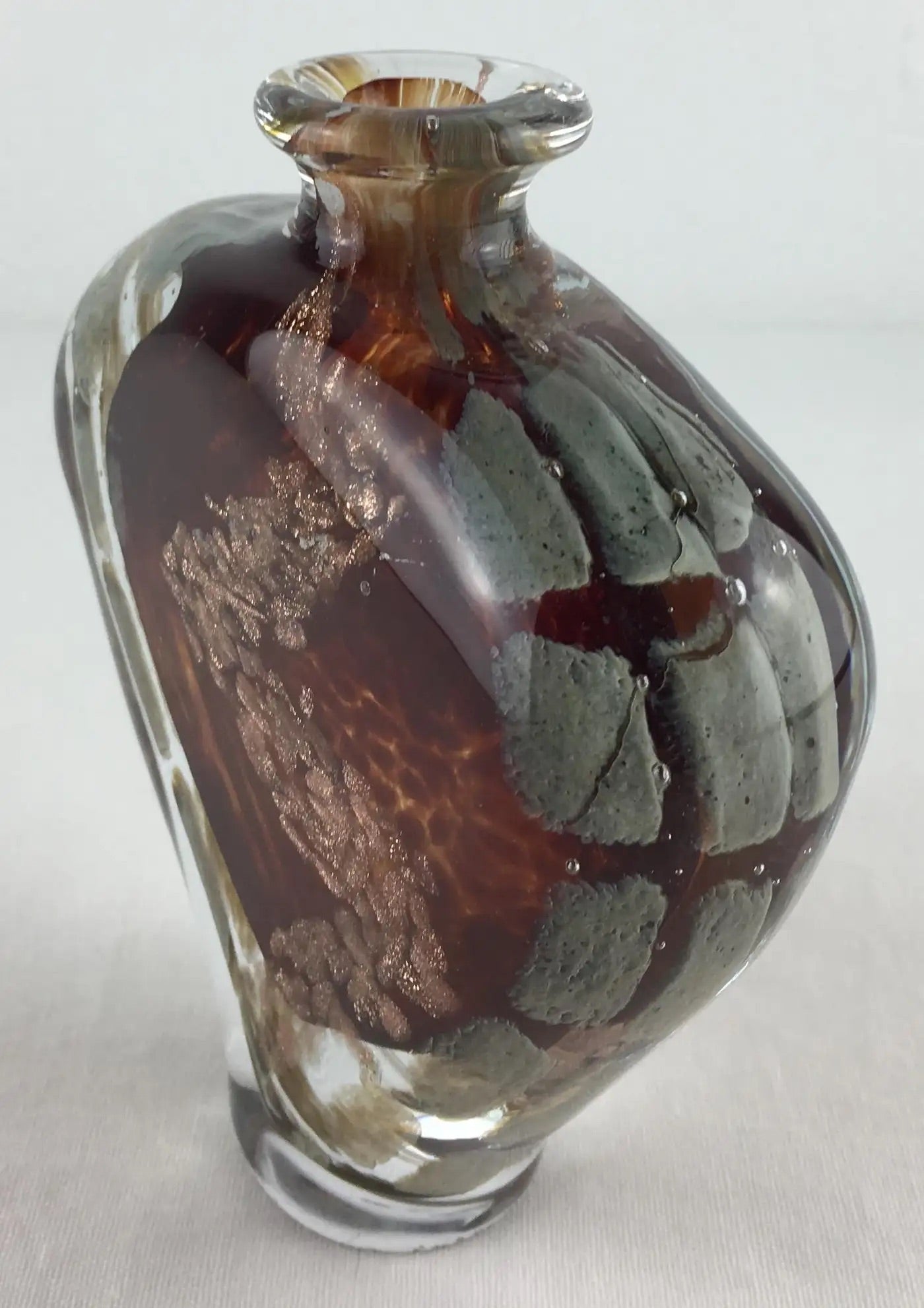 Biot Pottery Jean-Claude Novaro Style Art Glass Stem Vase Signed Michele Luzoro — detail 6