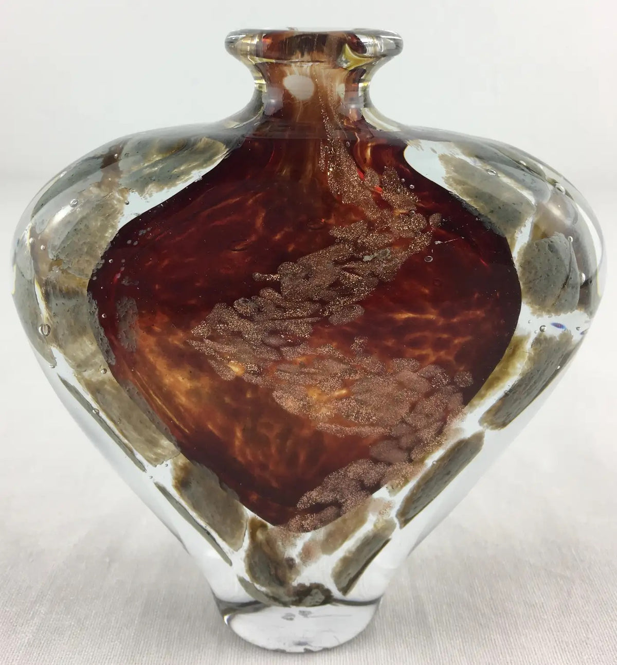 Biot Pottery Jean-Claude Novaro Style Art Glass Stem Vase Signed Michele Luzoro