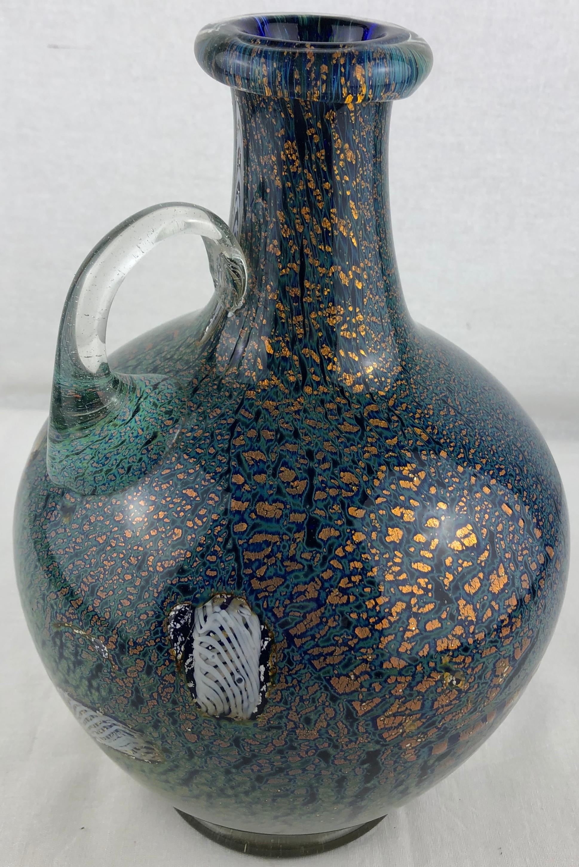 Biot Pottery Jean-Claude Novarro Style Art Glass Stem Vase by Michèle Luzoro — detail 4