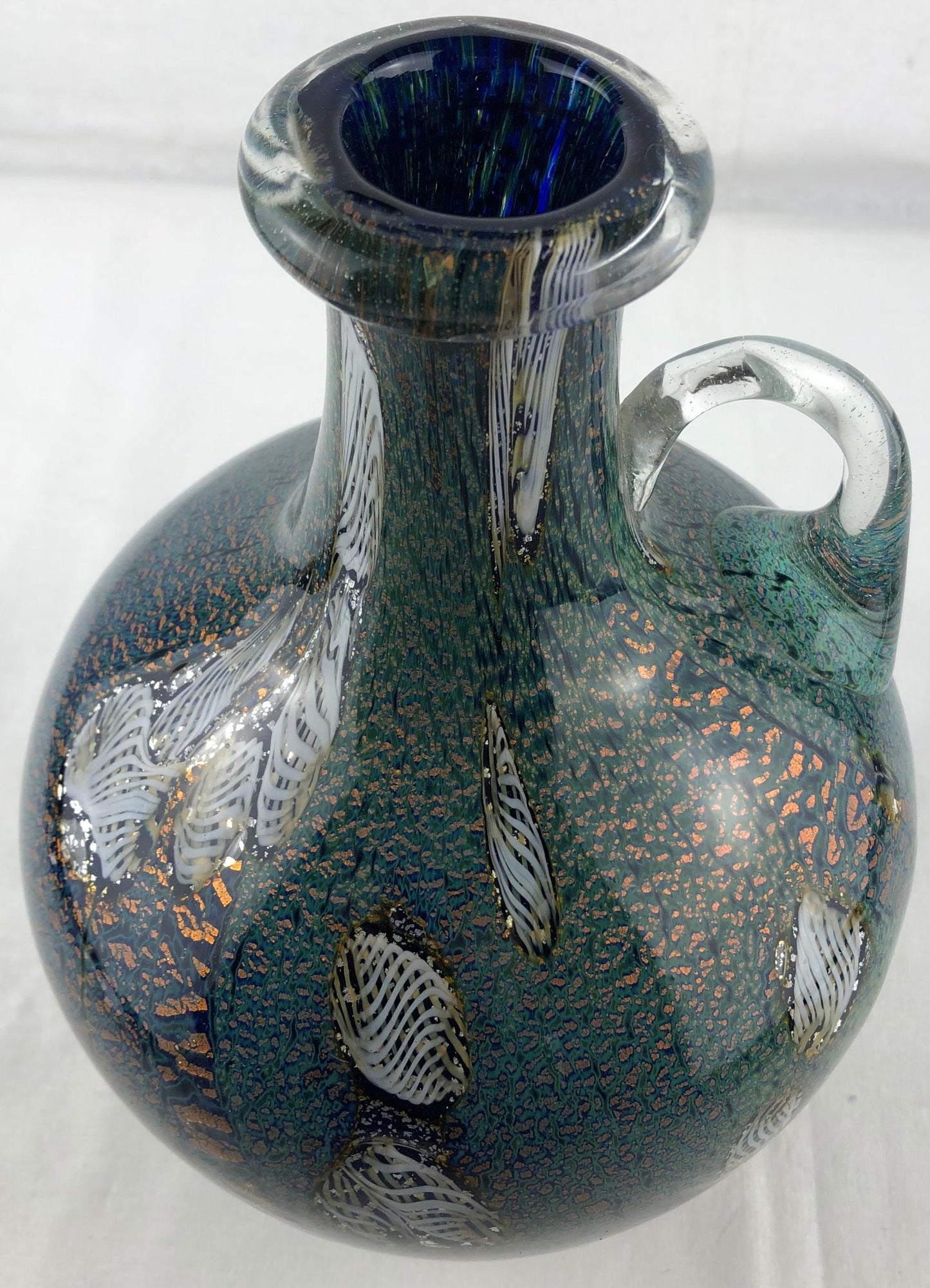 Biot Pottery Jean-Claude Novarro Style Art Glass Stem Vase by Michèle Luzoro — detail 6
